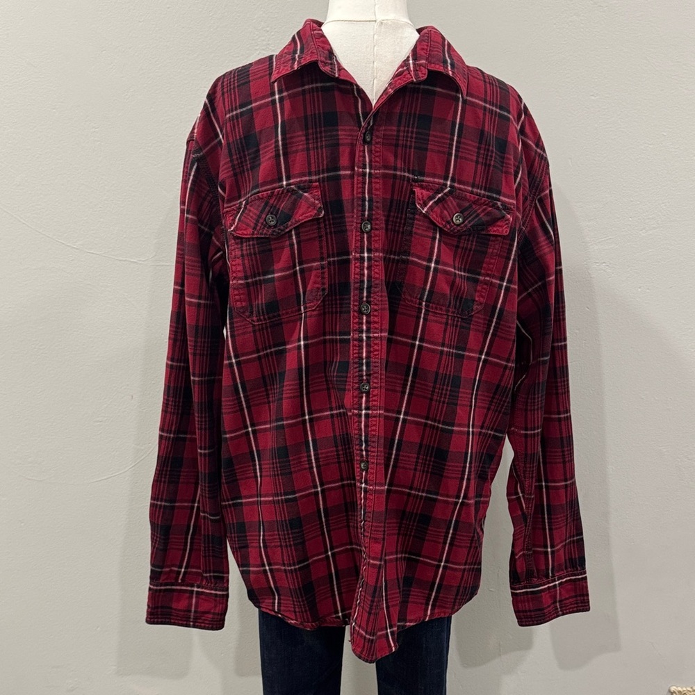 G.H. Bass & Co. Red and Black Plaid Button-Down Shirt